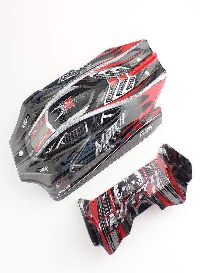 KingVal Replacement RC Car Shell Cover RC Spare Parts Compatible with WLtoys 124010 RC Car (Black-Red) - Image 1